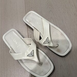 Prada Cream Flip-Flops